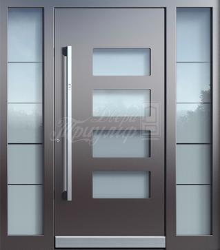Металлическая дверь Порошок + Стекло СВ №5 с фрамугами по бокам в Раменском